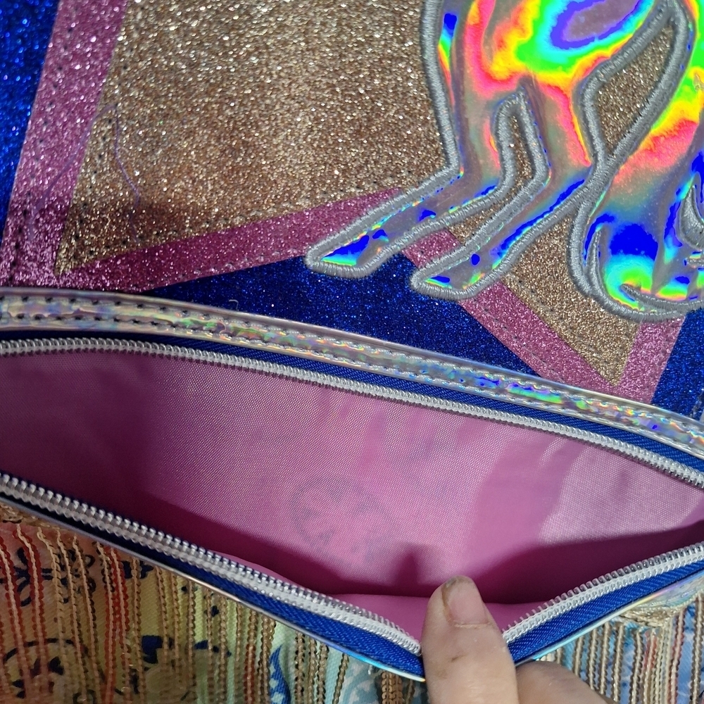 Wonder Nation Holographic Unicorn Bag with Gold Fringe Backpack NWT. - Picture 4 of 7